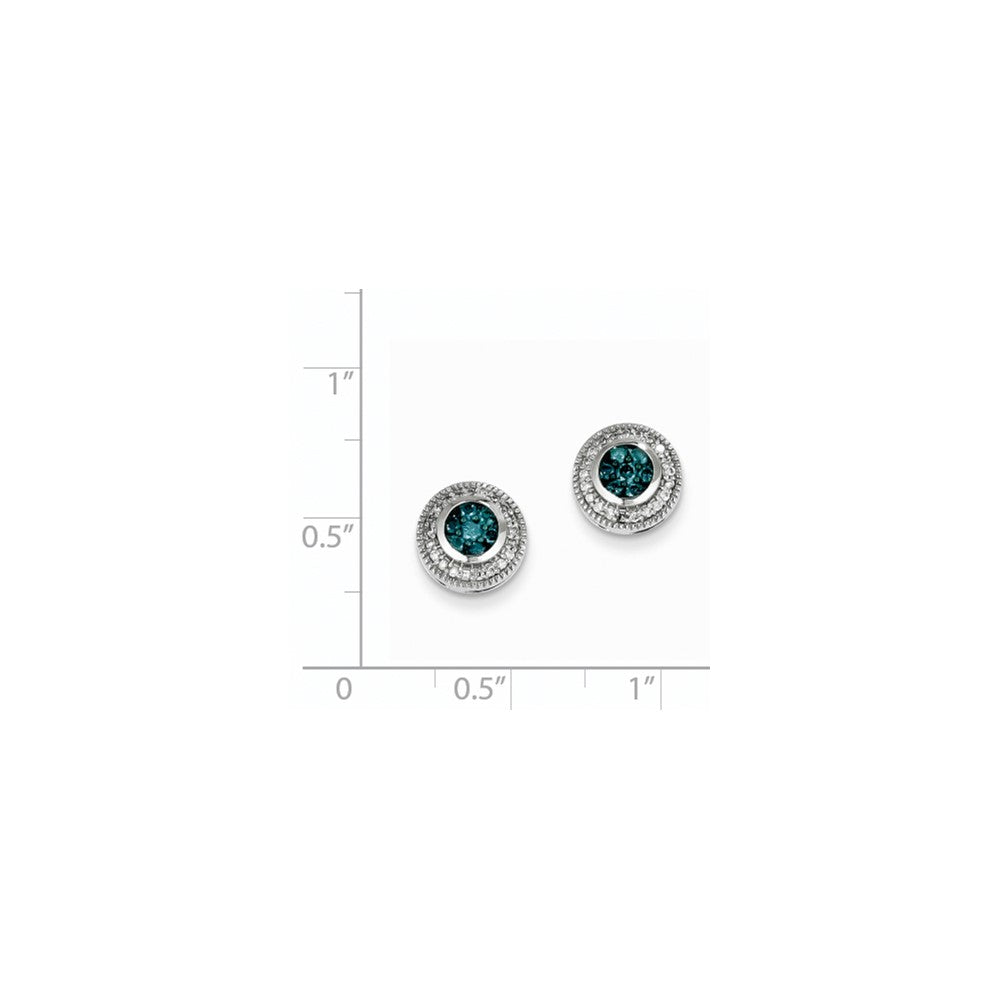 14k White Gold Blue & White Real Diamond Earrings