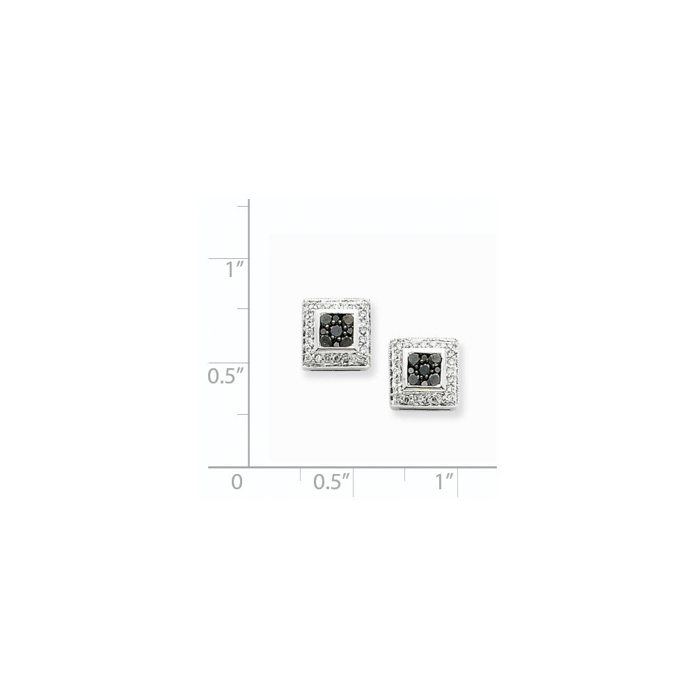 14k White Gold Black & White Real Diamond Earrings