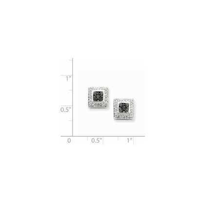14k White Gold Black & White Real Diamond Earrings