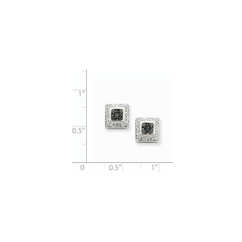 14k White Gold Black & White Real Diamond Earrings
