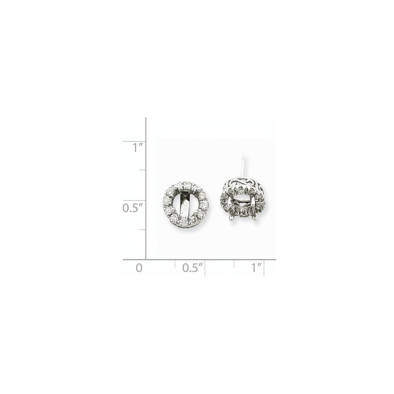 14K White Gold Stud Plus Real Diamond Earring Semi-mount