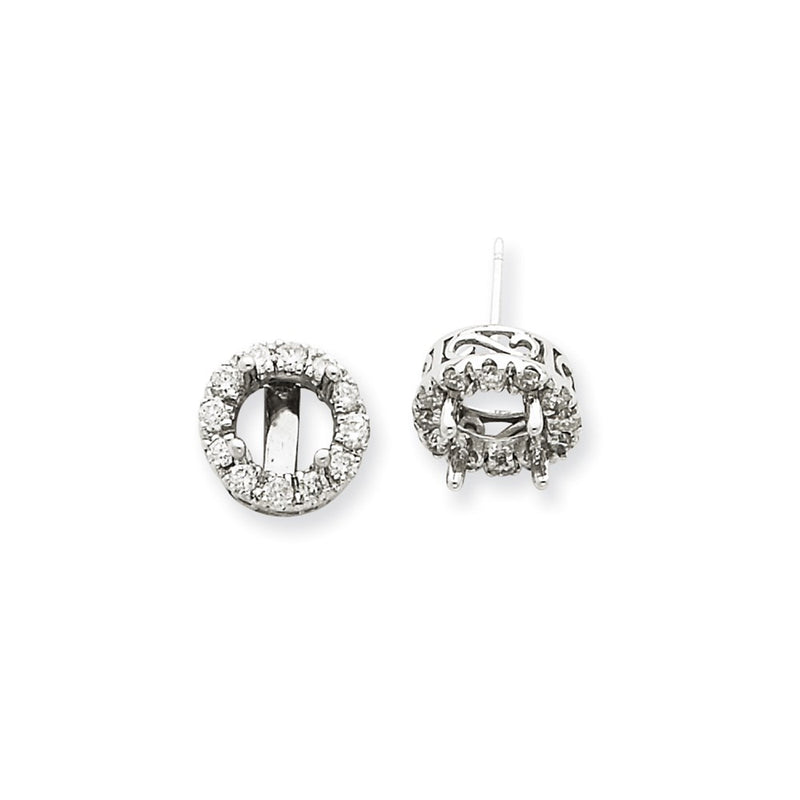 14K White Gold Stud Plus Real Diamond Earring Semi-mount