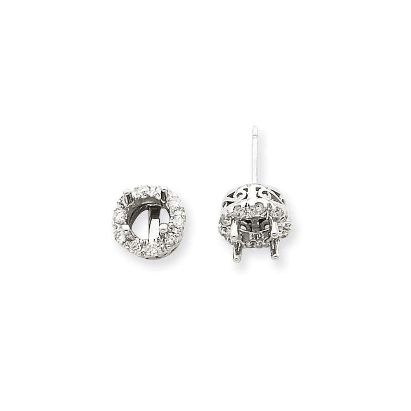 14K White Gold Stud Plus Real Diamond Earring Semi-mount