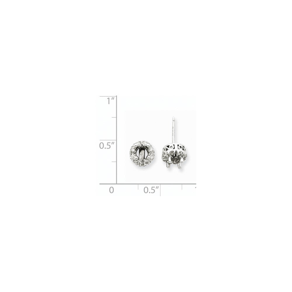 14K White Gold Stud Plus Real Diamond Earring Semi-mount
