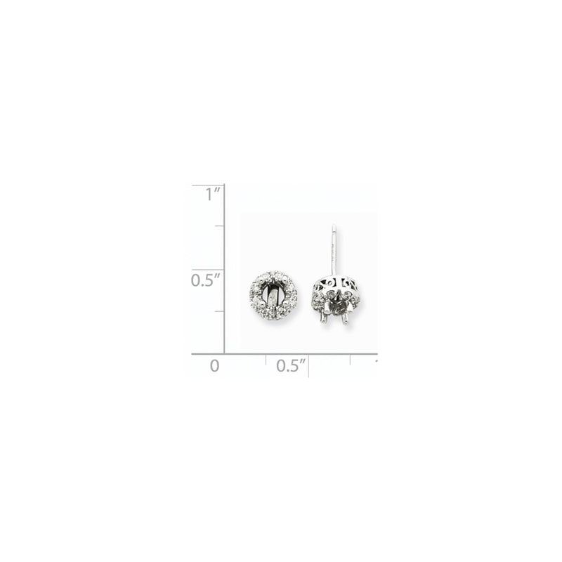 14K White Gold Stud Plus Real Diamond Earring Semi-mount
