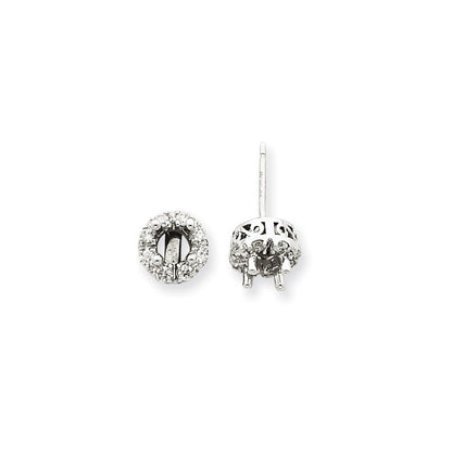 14K White Gold Stud Plus Real Diamond Earring Semi-mount