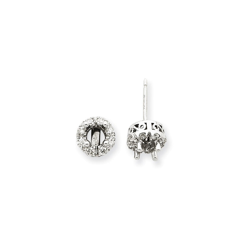 14K White Gold Stud Plus Real Diamond Earring Semi-mount