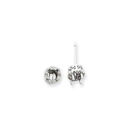 14K White Gold Real Diamond Semi-mount Earring Studs