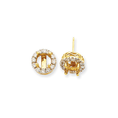 14K Yellow Gold Stud Plus Real Diamond Earring Semi-mount