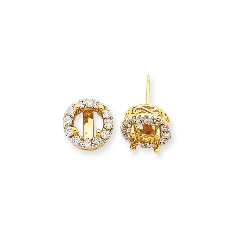 14K Yellow Gold Stud Plus Real Diamond Earring Semi-mount