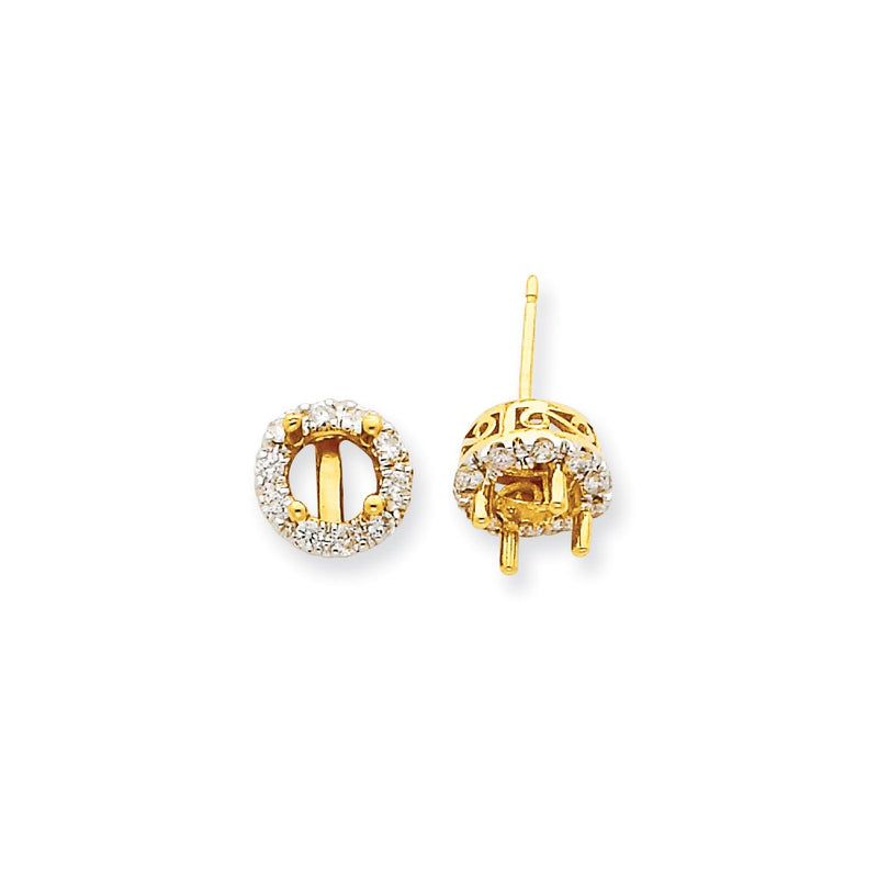 14k Yellow Gold Stud Plus Real Diamond Earring Semi-mount
