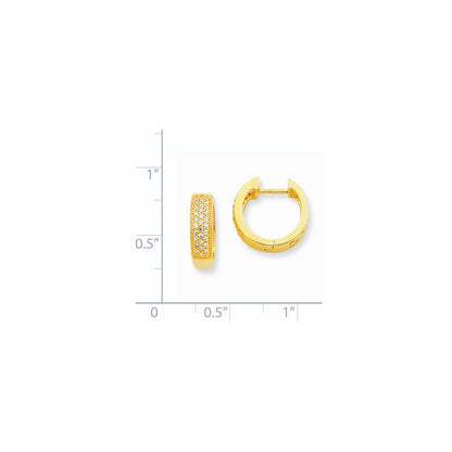 14k Yellow Gold Real Diamond Hinged Hoop Earrings