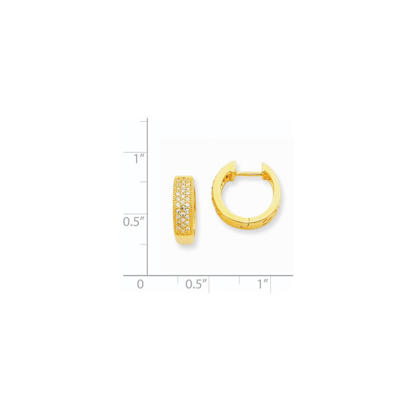 14k Yellow Gold Real Diamond Hinged Hoop Earrings