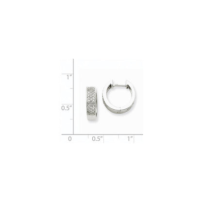14k White Gold Real Diamond Hinged Hoop Earrings