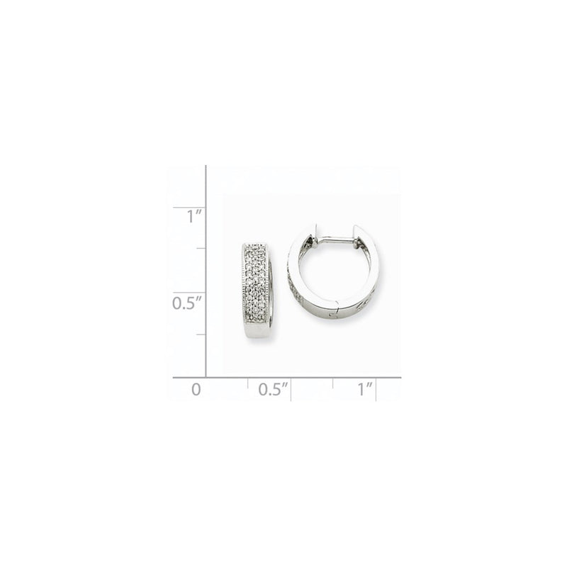 14k White Gold Real Diamond Hinged Hoop Earrings
