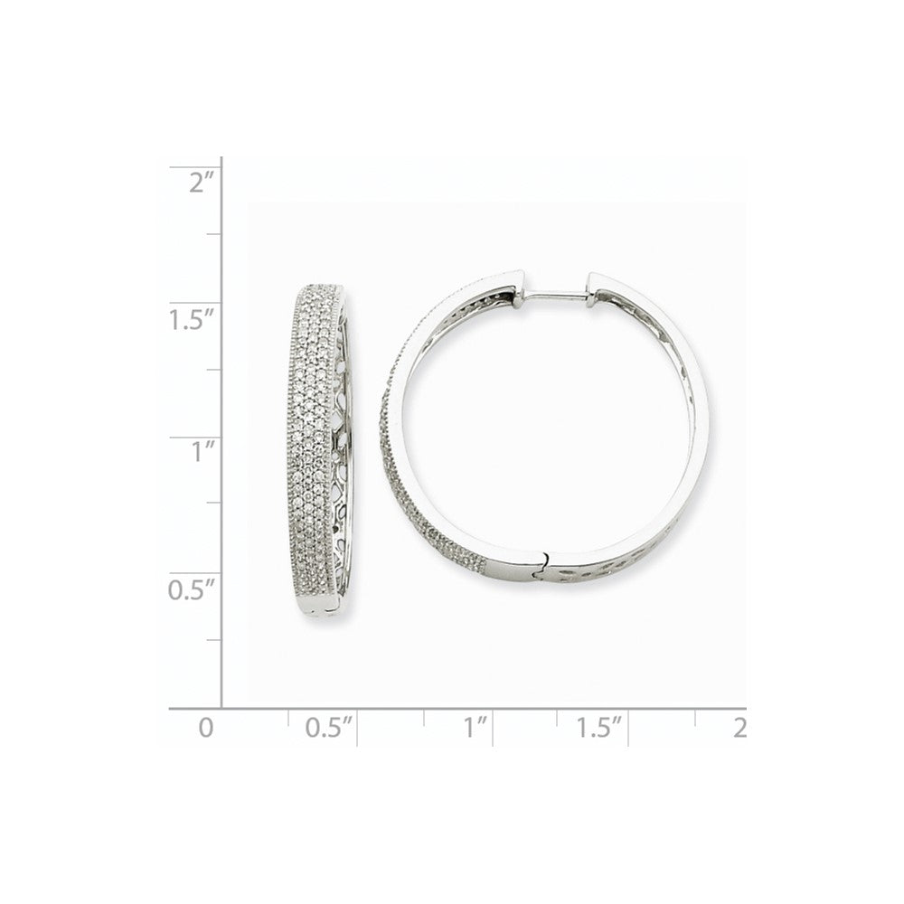 14k White Gold Real Diamond Hinged Hoop Earrings
