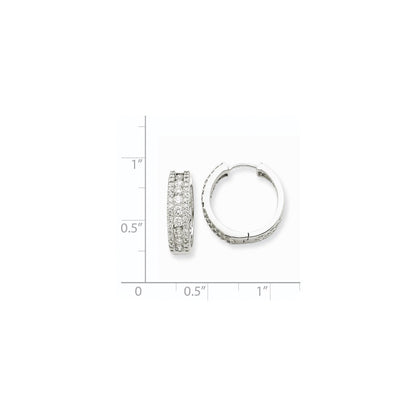 14k White Gold Real Diamond Hoop Earrings