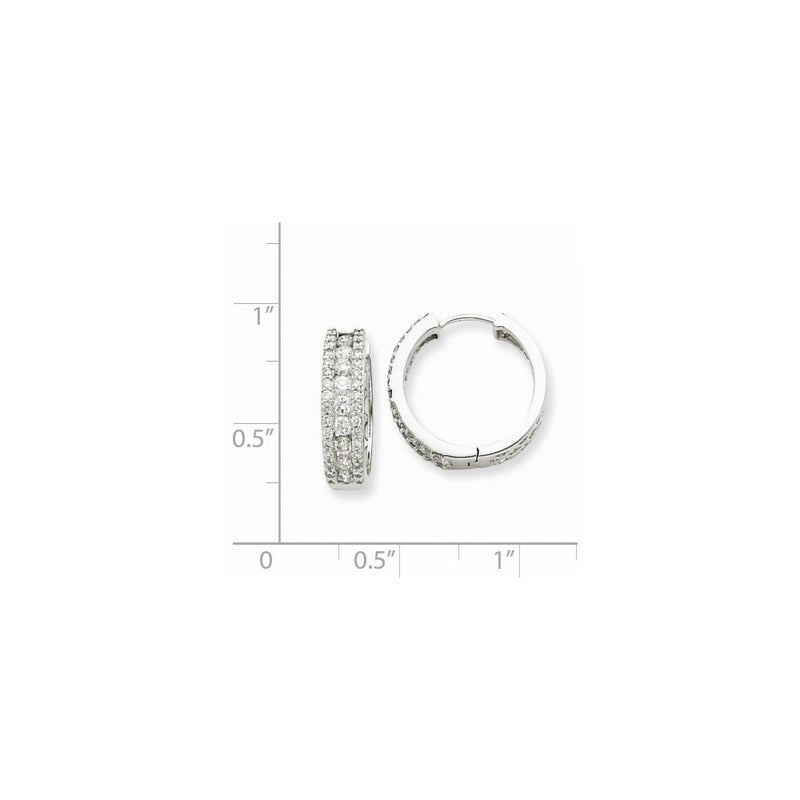 14k White Gold Real Diamond Hoop Earrings