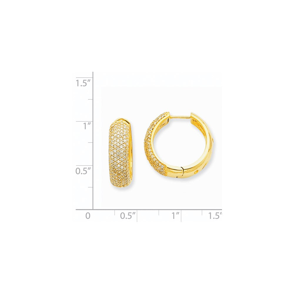 14k Yellow Gold Real Diamond Hinged Hoop Earrings