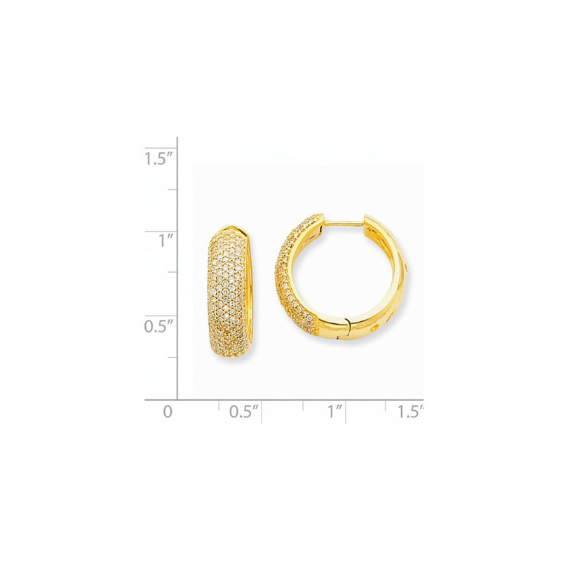 14k Yellow Gold Real Diamond Hinged Hoop Earrings
