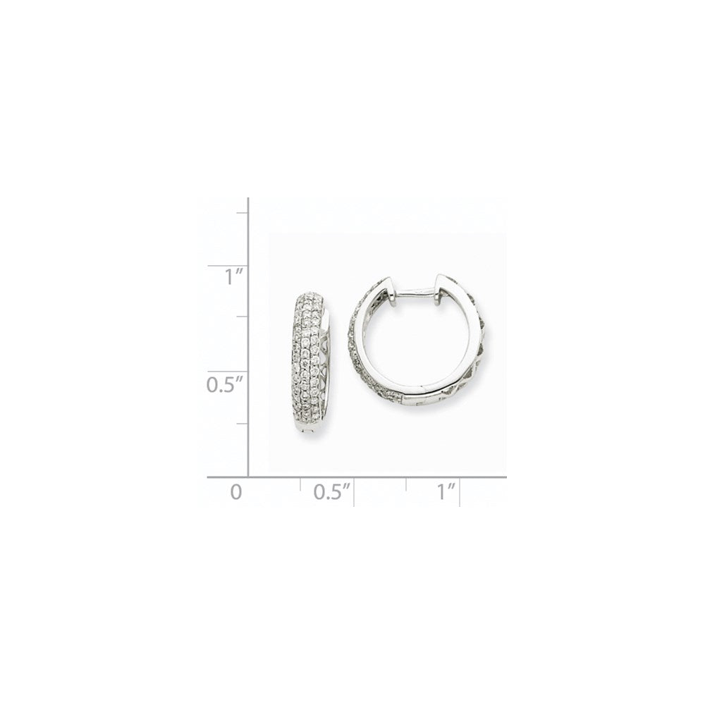 14k A White Gold Real Diamond Hoop Earrings