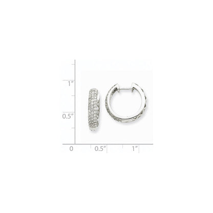 14k A White Gold Real Diamond Hoop Earrings