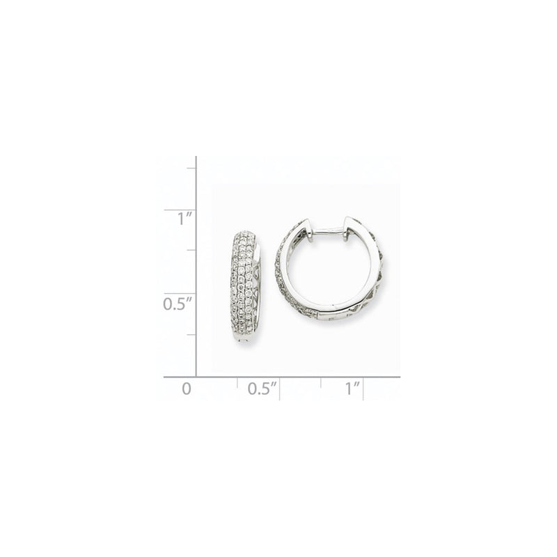 14k A White Gold Real Diamond Hoop Earrings