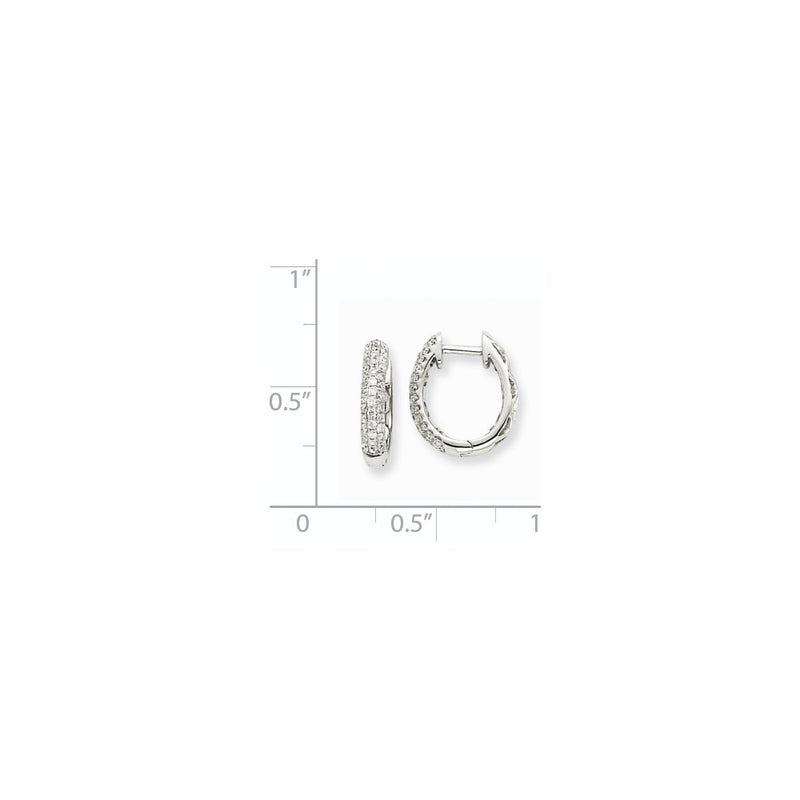 14k White Gold AA Real Diamond Hinged Hoop Earrings
