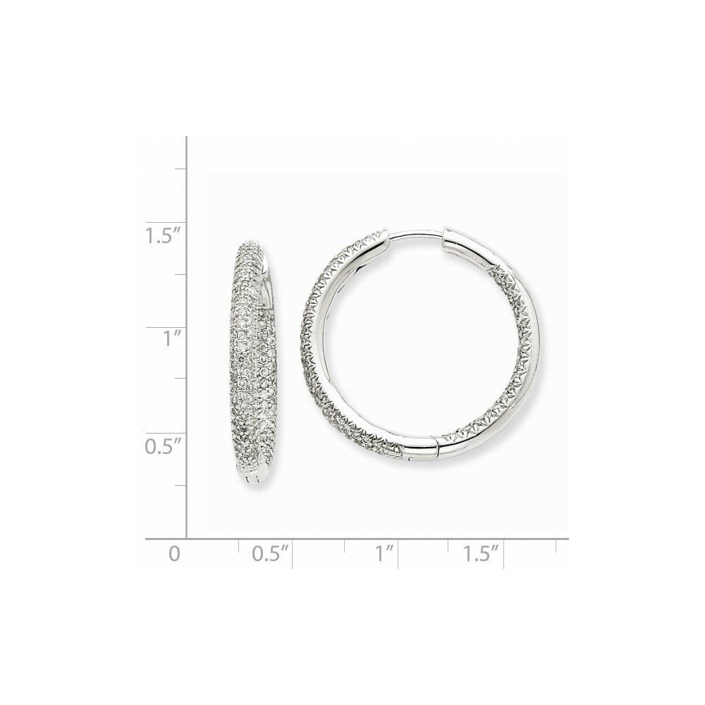 14K White Gold 1 1/2Ctw Circle Hoop Real Diamond Earrings