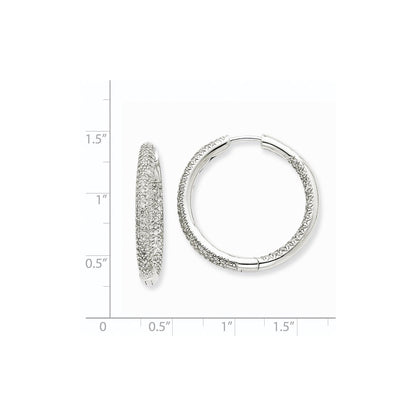 14K White Gold 1 1/2Ctw Circle Hoop Real Diamond Earrings