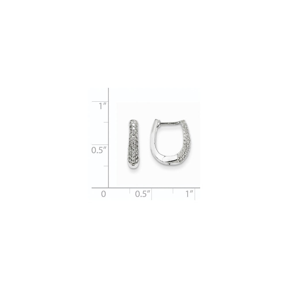 14k White Gold AA Real Diamond Hinged Hoop Earrings