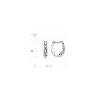 14k White Gold AA Real Diamond Hinged Hoop Earrings