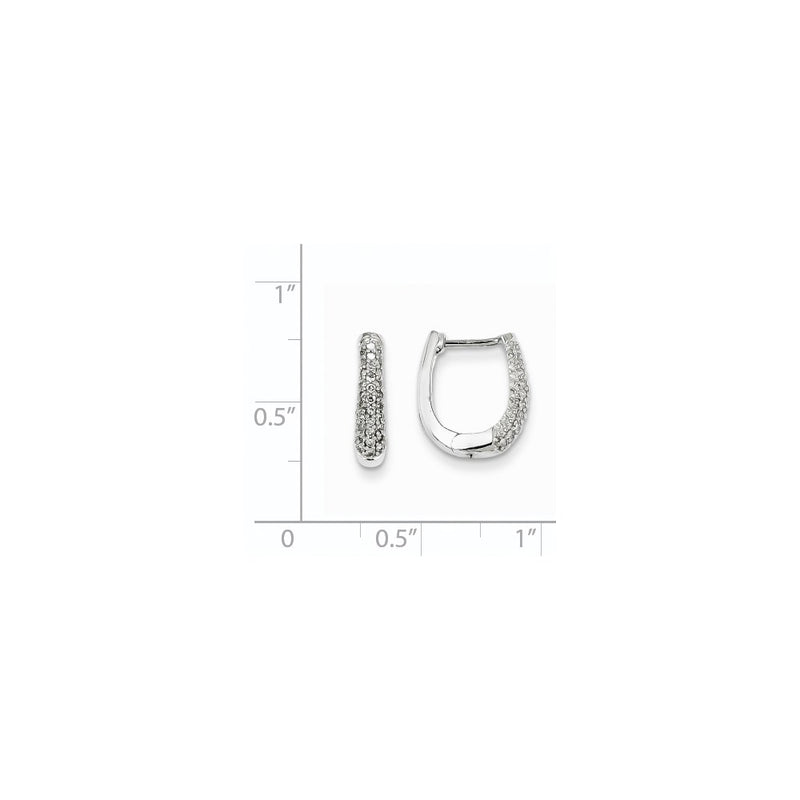 14k White Gold AA Real Diamond Hinged Hoop Earrings