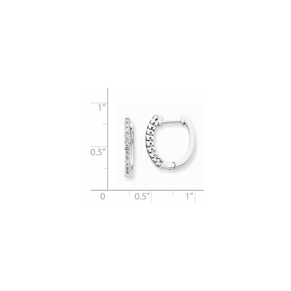 14k White Gold AA Real Diamond Hinged Hoop Earrings