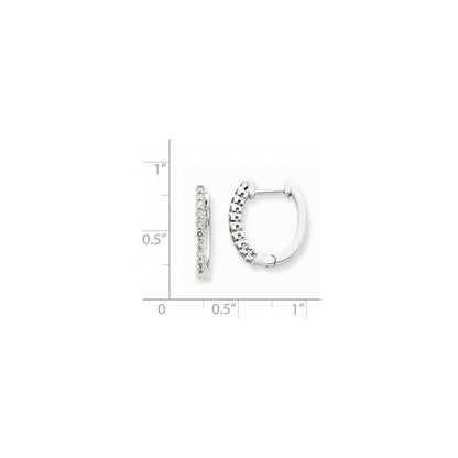 14k White Gold AA Real Diamond Hinged Hoop Earrings