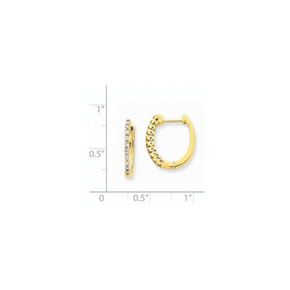 14k Yellow Gold Real Diamond Hinged Hoop Earrings