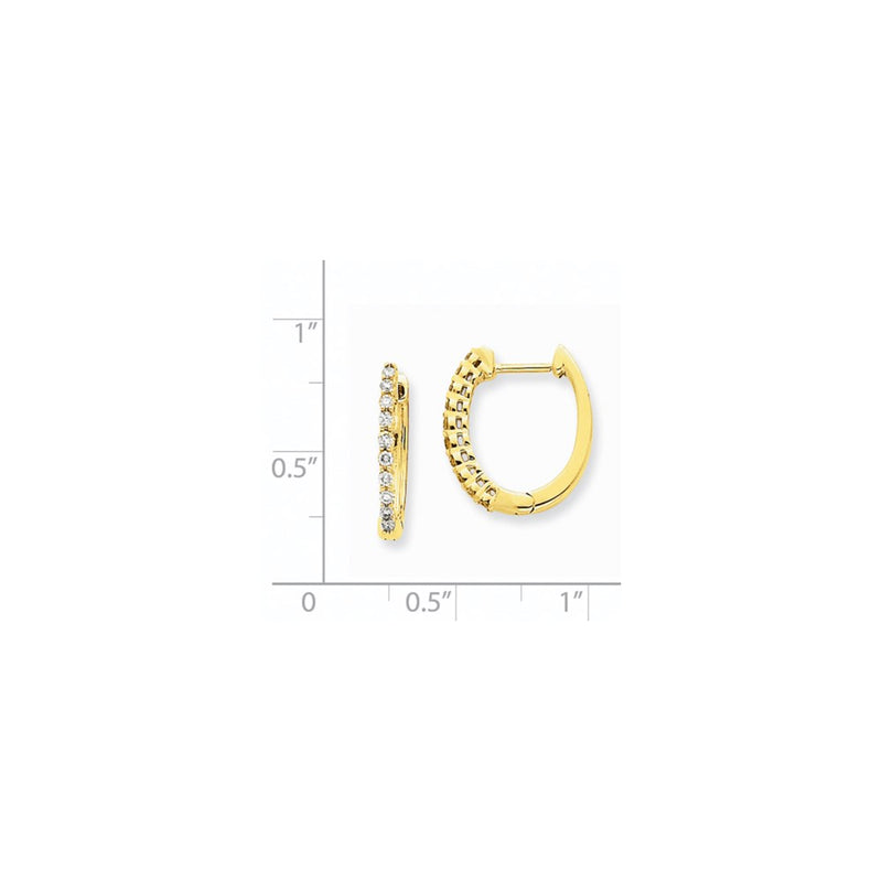 14k Yellow Gold Real Diamond Hinged Hoop Earrings
