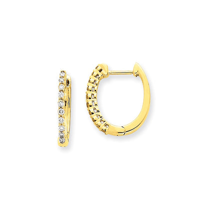 14k Yellow Gold Real Diamond Hinged Hoop Earrings