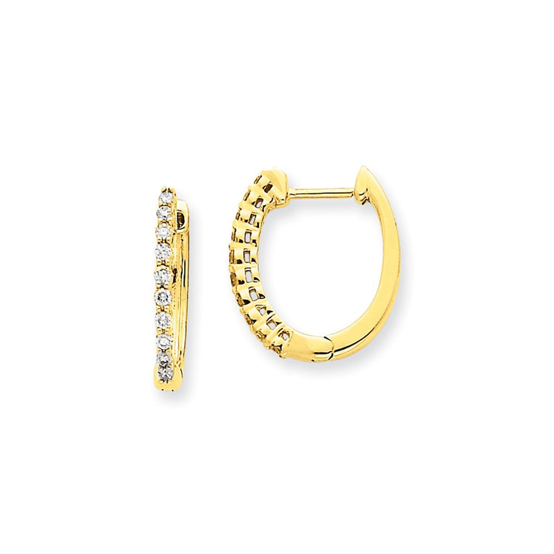 14k Yellow Gold Real Diamond Hinged Hoop Earrings