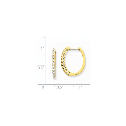 14k Yellow Gold Real Diamond Hinged Hoop Earrings