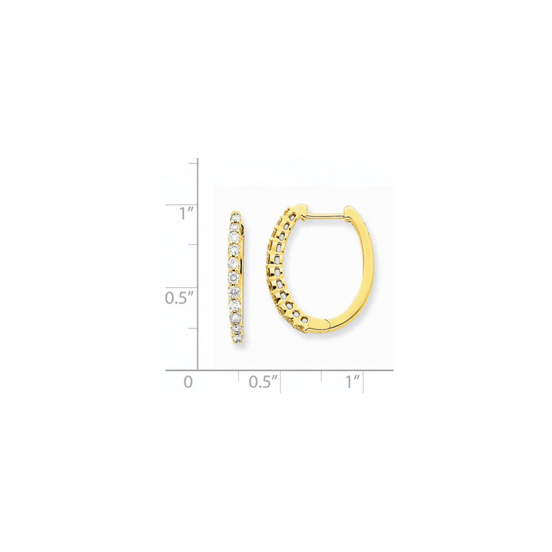 14k Yellow Gold Real Diamond Hinged Hoop Earrings