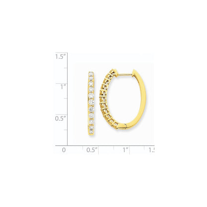 14k Yellow Gold Real Diamond Hinged Hoop Earrings