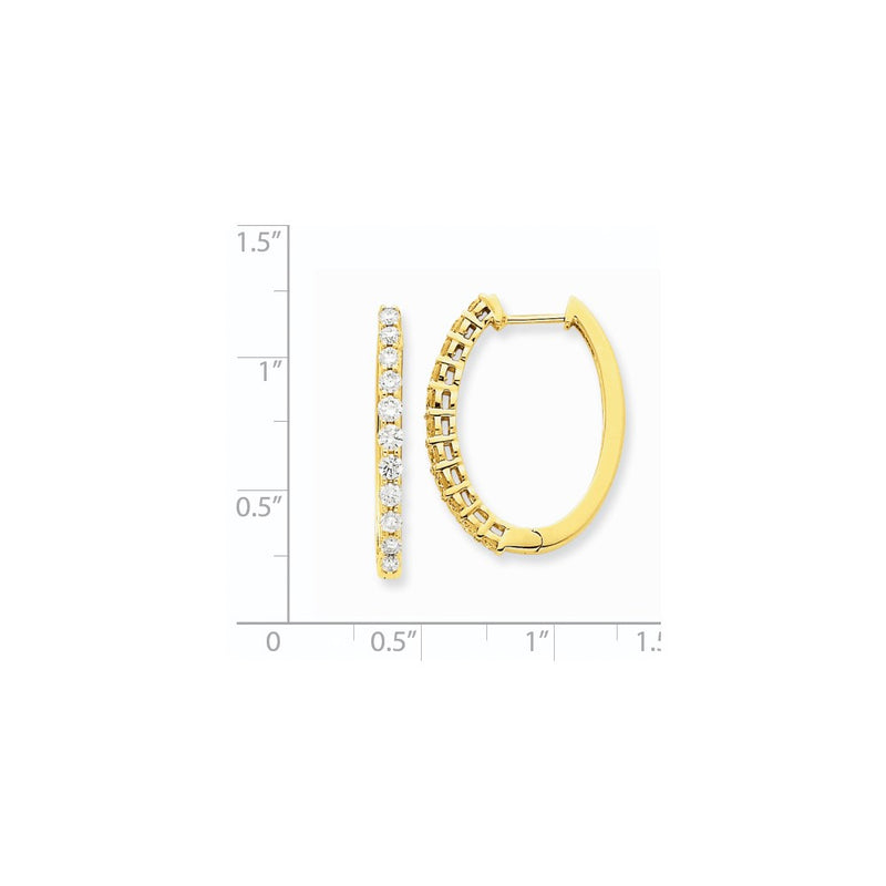 14k Yellow Gold Real Diamond Hinged Hoop Earrings