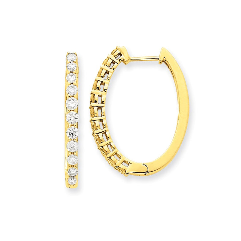 14k Yellow Gold Real Diamond Hinged Hoop Earrings
