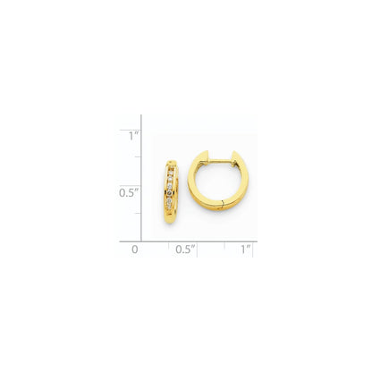 14k Yellow Gold Real Diamond Hinged Hoop Earrings
