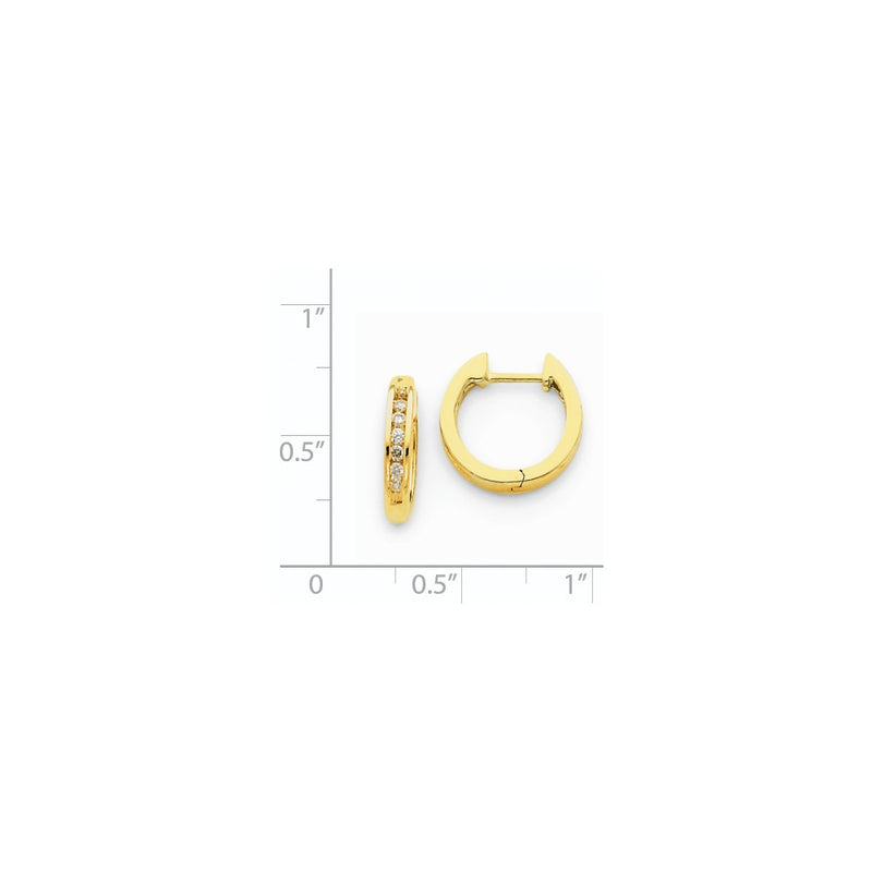 14k Yellow Gold Real Diamond Hinged Hoop Earrings