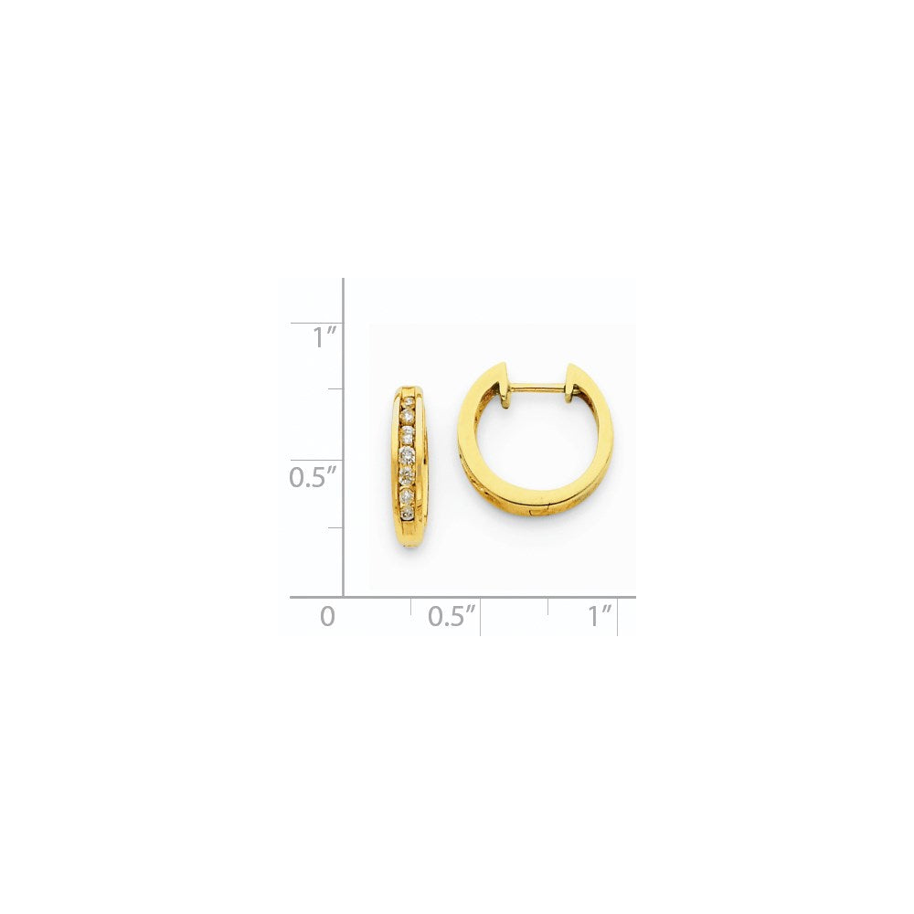 14k Yellow Gold Real Diamond Hinged Hoop Earrings