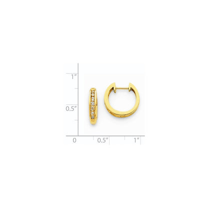 14k Yellow Gold Real Diamond Hinged Hoop Earrings
