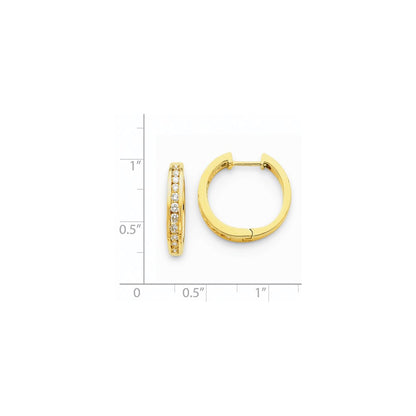 14k Yellow Gold Real Diamond Hinged Hoop Earrings