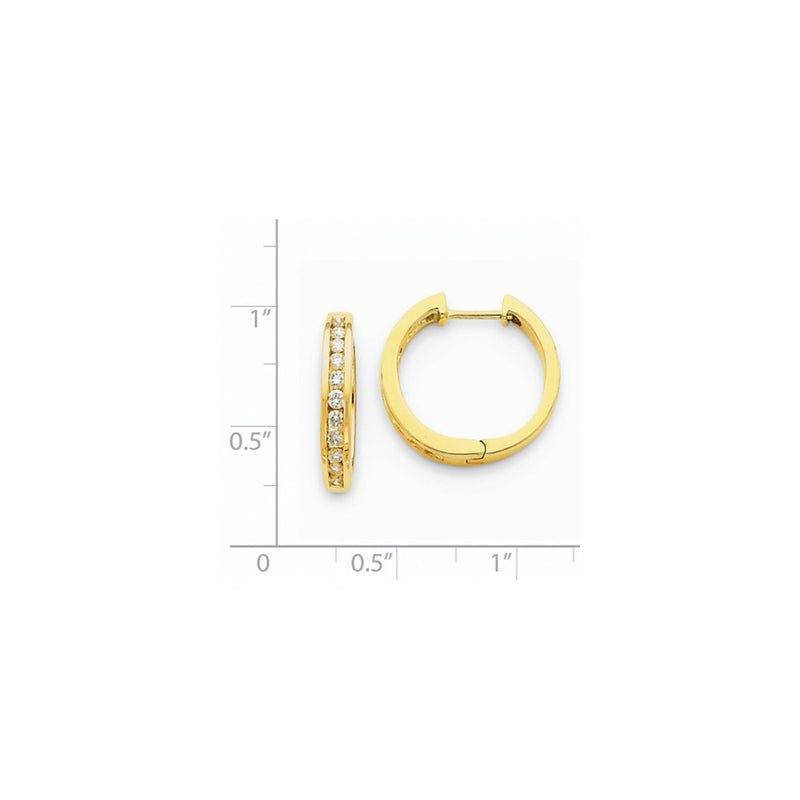 14k Yellow Gold Real Diamond Hinged Hoop Earrings